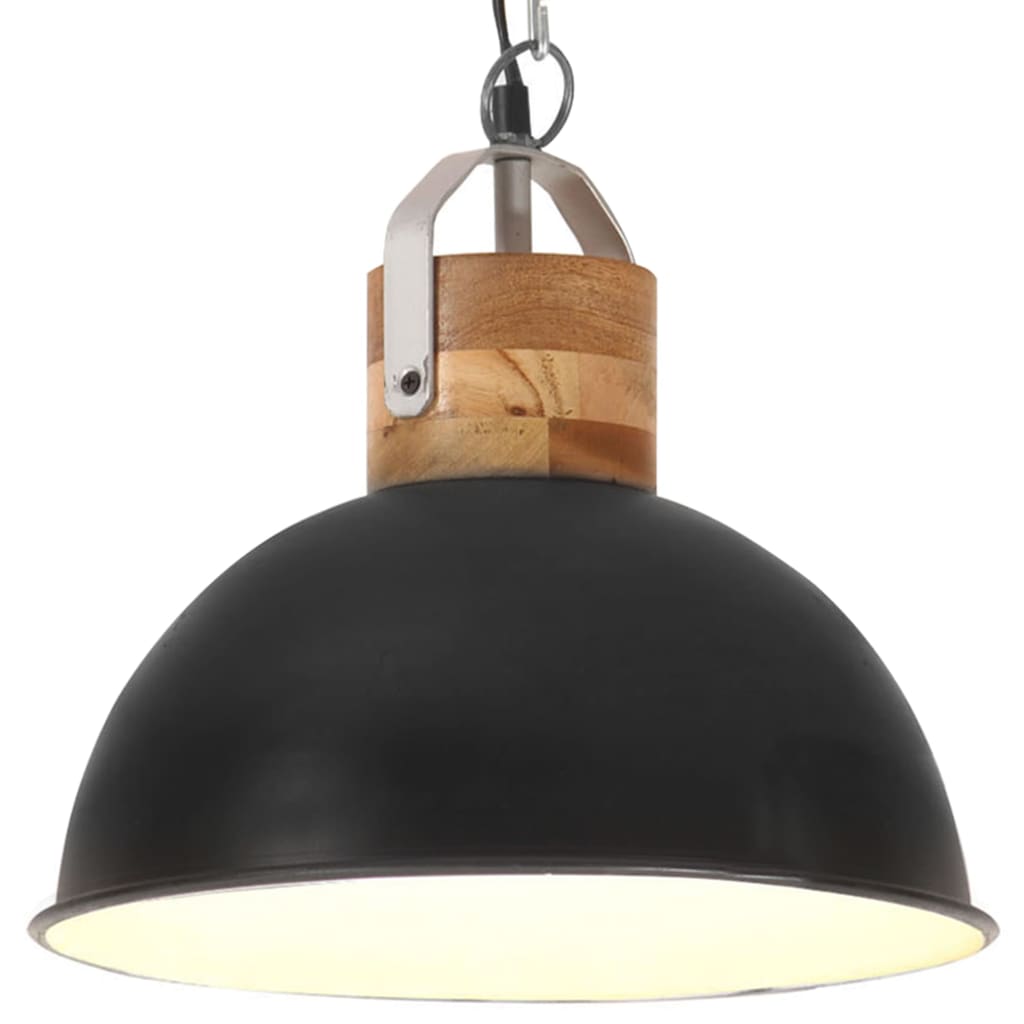 Lampa suspendata industriala, vidaXL, Metal, 32 x 32 cm, Negru